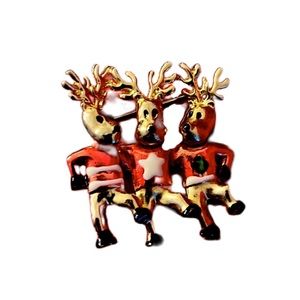 3 High-Stepping Reindeer Brooch. Cute!